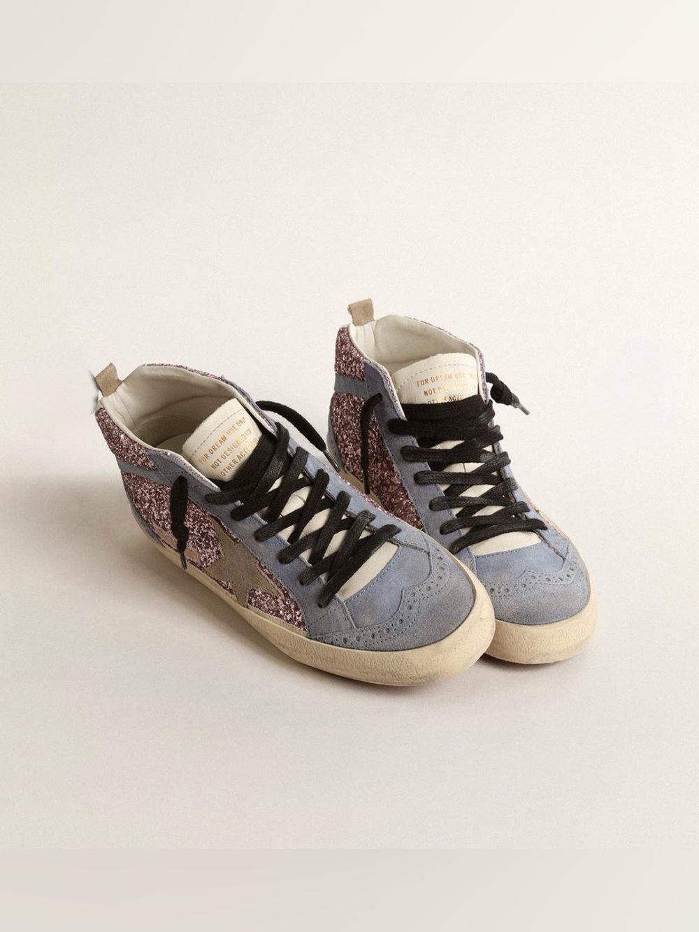 Golden Goose Mid-Star Glitter Sneakers in Lilac and Light Blue - Picture 2 of 8